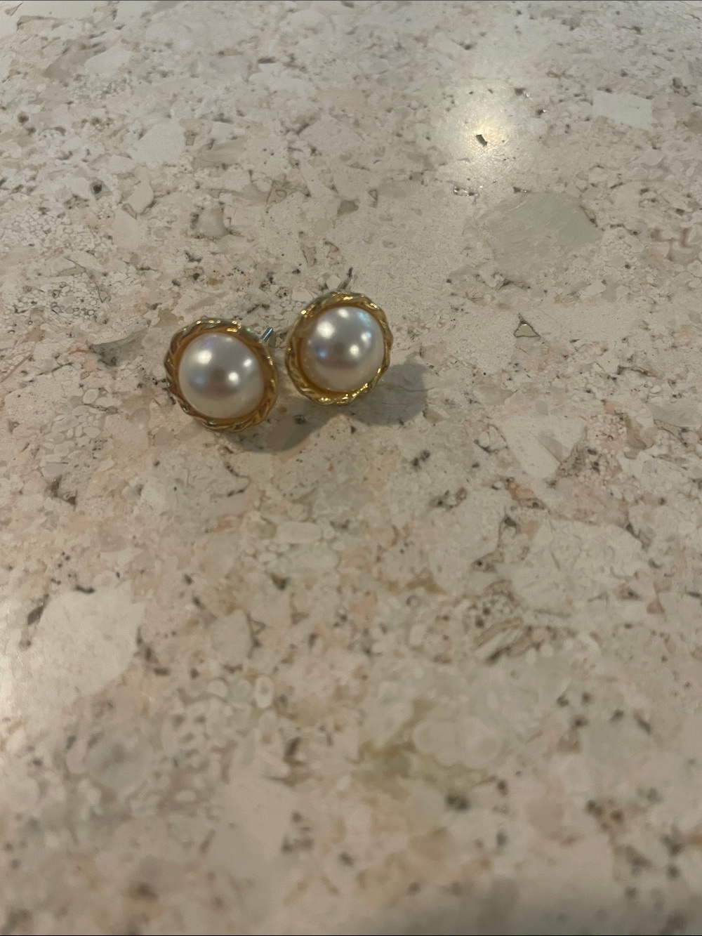 Classic Pearl and Gold Stud Earrings - White Pearls